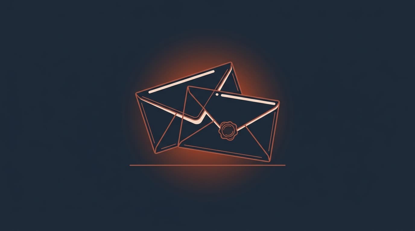 Oxblood pair of sealed offer envelopes with a wax seal, on a deep navy background
